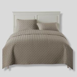 2pc Twin Nina Embossed Quilt Set Taupe - VCNY Home